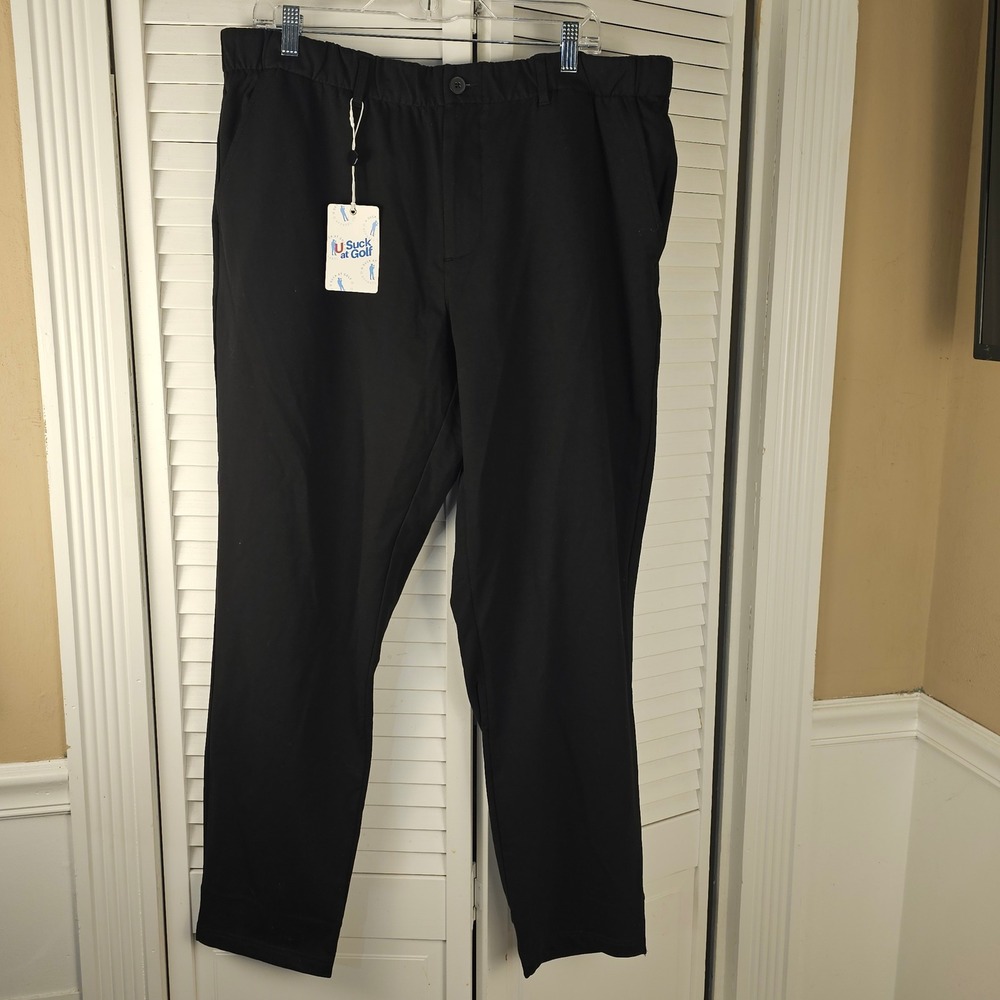 NWT U Suck‎ At Golf Mens Black Pants 40x30 40